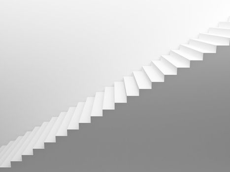 White empty stairs leading up, side view