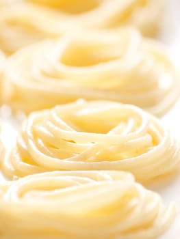 close up of spaghetti noodles