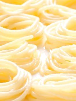 close up of spaghetti noodles