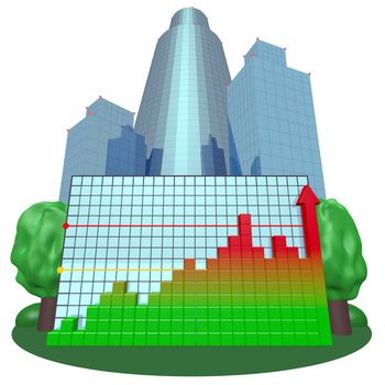 Colorful chart and city background