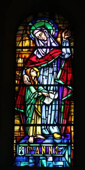 Saint Ann, stained glass in the Cathedral of St Vincent de Paul in Tunis