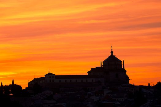 Silhouette of catholic church in Toledo, UNECO protected town in Spain