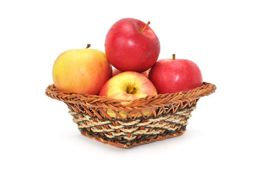 apples in basket isolated on a white                                  