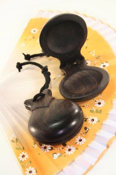 two castanets on a Spanish fan