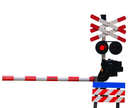 Closed railroad crossing isolated against background