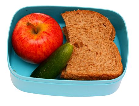 Healty school lunch, isolated on background