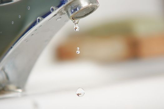Water dripping at the faucet