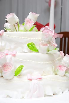 wedding cake with tasty roses
