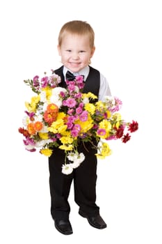 little boy with pretty bouquet