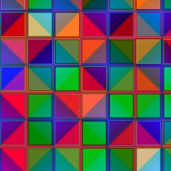 An abstract illustration with a repeating pattern of squares and triangles.
