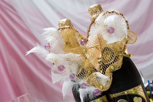 decorated bottles with a champagne