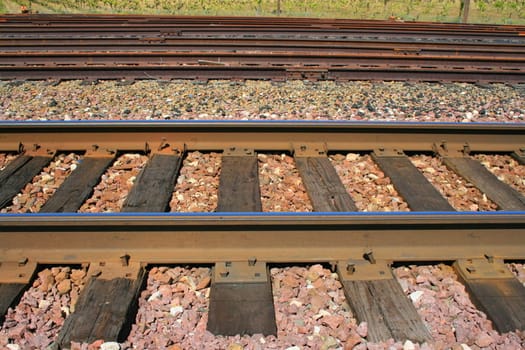 Close up of the railroad tracks.
