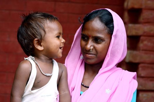 Woman with very young boy