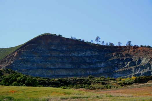 Close up of a rock quarry.
