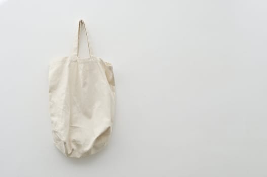 Ecological, reusable, recyclable, white, canvas shooping bag