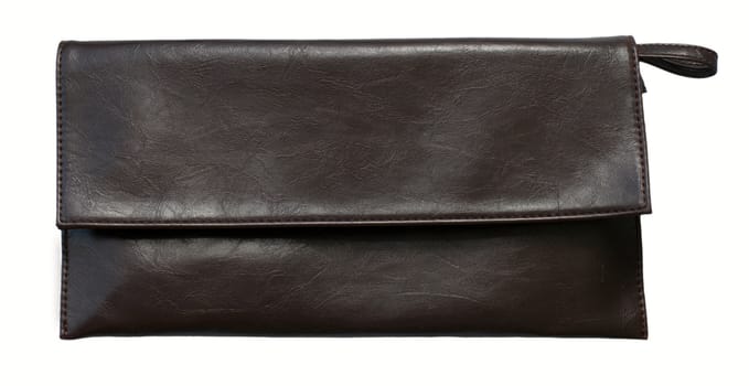 Little elegant brown clutch bag,  isolated 