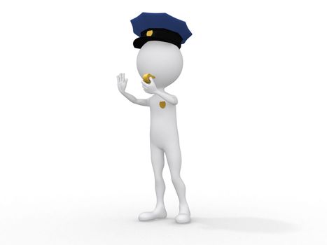 3D police officer - isolated over a white background