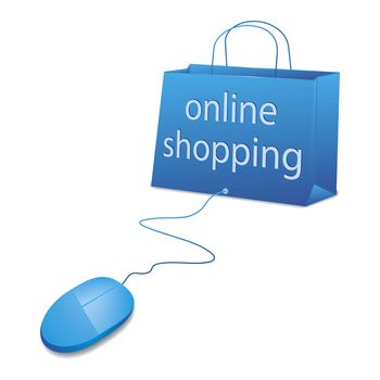 An image of online shopping in blue