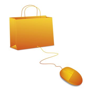 An image of online shopping in orange
