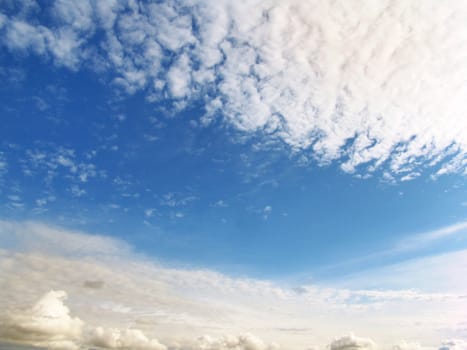 The blue sunny sky and beautiful white clouds
