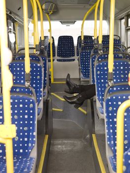 Anonymous person sleeps on the bus