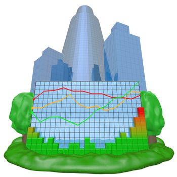 Colorful chart and city background