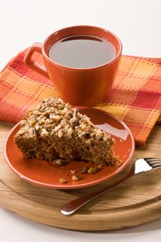 honey cake with nuts on the plate