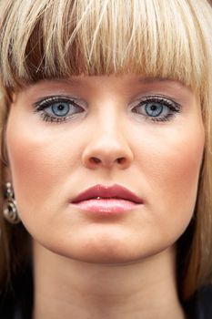 Close-up of face of young woman, full frame