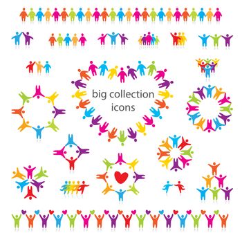 Big vector set of icons - people, team, friendship and love.
