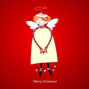 Template Christmas Card. Angel of happiness. Vector.
