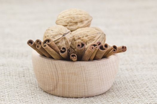 cinnamon sticks and walnuts