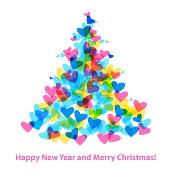 Christmas Tree of Hearts. Holiday greetings.