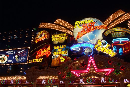 Riviera casino neon advertising.
