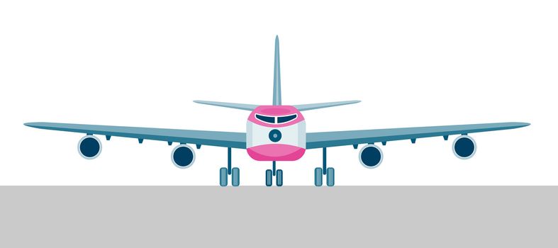 illustration of a commercial jet plane airliner on flight front view  isolated background