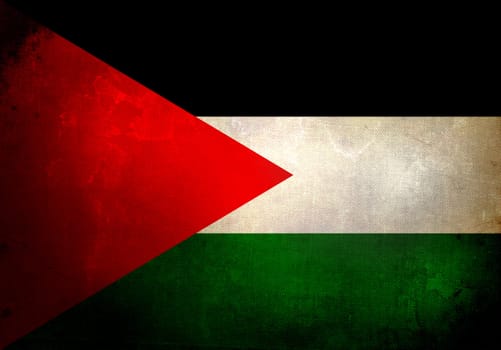 Palestine flag on old and vintage grunge texture