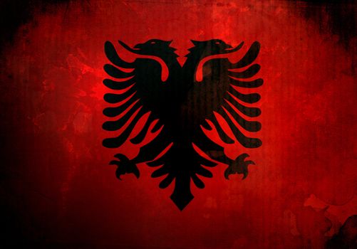 Albania flag on old and vintage grunge texture