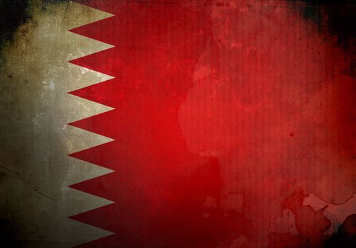 Bahrain flag on old and vintage grunge texture