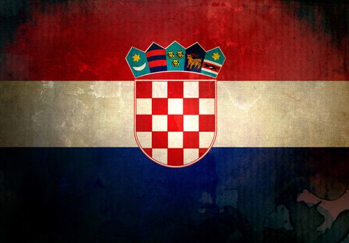  Croatia flag on old and vintage grunge texture