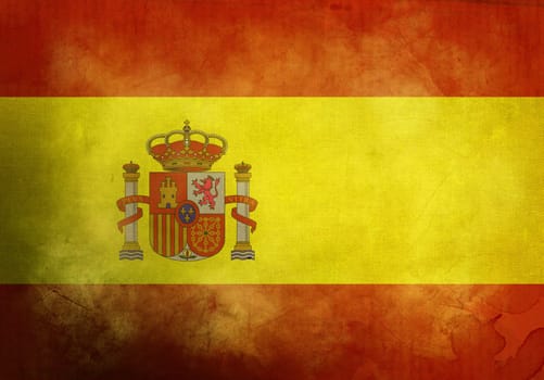 Spanish Flag on old and vintage grunge texture