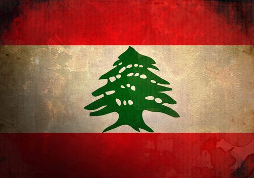 Lebanon Flag on old and vintage grunge texture