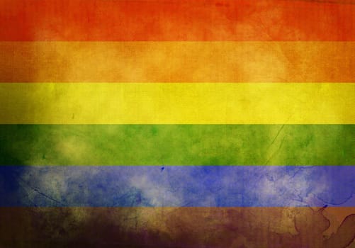 Rainbow Flag on old and vintage grunge texture