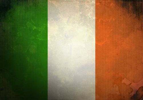 Irish Flag on old and vintage grunge texture