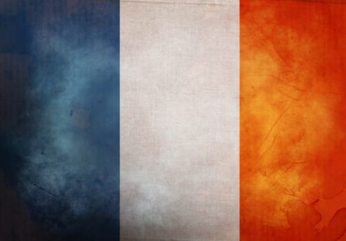 French Flag on old and vintage grunge texture
