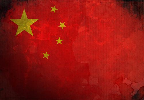 China Flag on old and vintage grunge texture