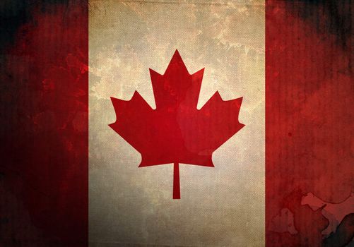 Canada Flag on old and vintage grunge texture