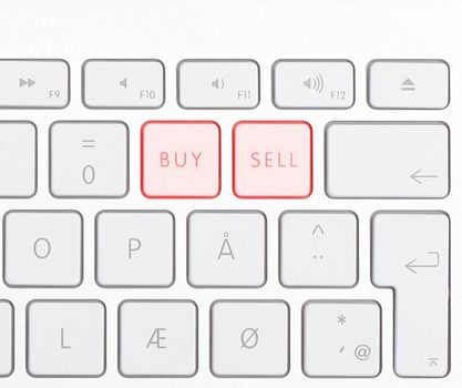 Keyboard showing buy sell buttons