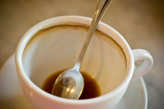 Spoon in coffee cup, Hot coffee