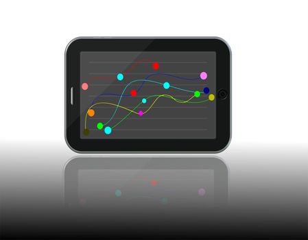 business graph on tablet background