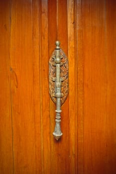 Wood door with metal handle