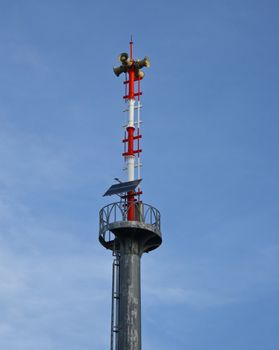 Tsunami signs high tower speaker on sky